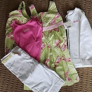 18-24 mos tops (x2)/bottoms. Sweater/dress 2t